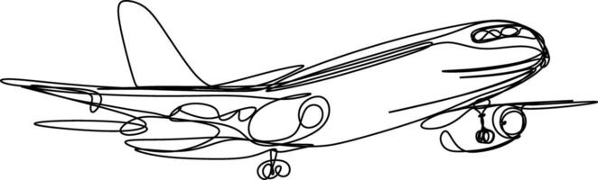 One line art. continuous line art. a plane isolated on white vector