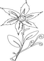 One line art. continuous line art. a flower isolated on white vector