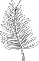 The illustrations and clipart. one line art. a branch of a tree with leaves. one continues line art vector