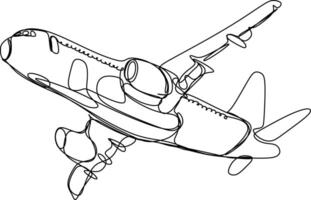 One line art. continuous line art. a plane isolated on white vector