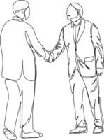 One line art. continuous line art. 2 man dealing on the project agreement vector