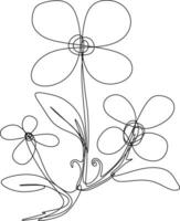 One line art. continuous line art. a flower isolated on white vector