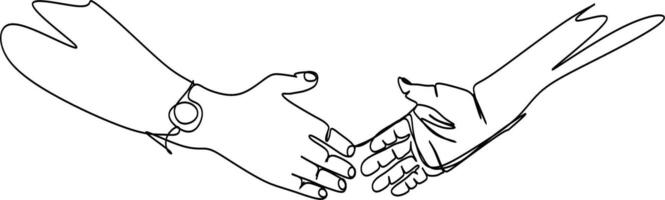 One line art. continuous line art. 2 man dealing on the project agreement vector