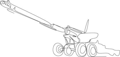 one line art. one continuous line art. a cannon vector