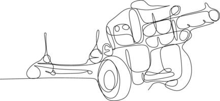 one line art. one continuous line art. a cannon vector