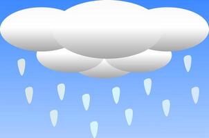 illustration and art design. 3D clouds and raindrops in blue background vector