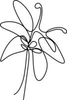 The illustrations and clipart. one line art. a branch of a tree with leaves. one continues line art vector