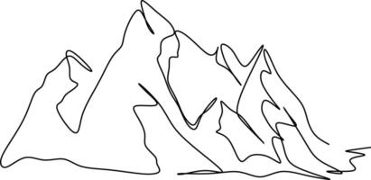Mountain landscape illustration. One line art. Continuous line drawing of the mountain on a white background. vector