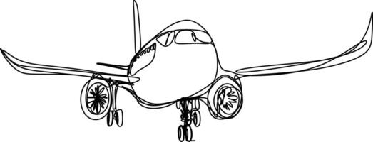 One line art. continuous line art. a plane isolated on white vector