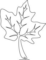 One-line art. one continuous line art. a leaf illustration isolated on white vector