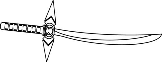 illustration and clip art of a sword isolated on white. an outline sketch of a sword vector