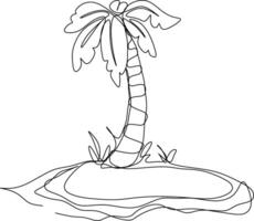 One line art. continuous line art. a palm isolated on white vector