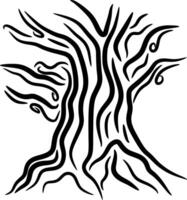 silhouette of an artistic and mystic wild small tree isolated on white vector
