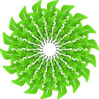 green leaves in circle pattern on white background vector