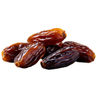 Dried dates wrinkled and elongated grouped in a small cluster on a transparent background Food png