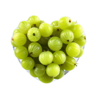 Gooseberries light green round and translucent evenly distributed in a heart shape Food and culinary png