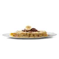 Crepes with nutella and banana slices folded and spinning Food and culinary concept png