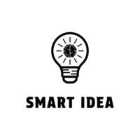 smart idea logo design concept with light bulb icon and brain vector