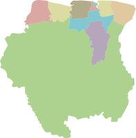 blank map of Suriname with districts and administrative divisions. Editable and clearly labeled layers. vector