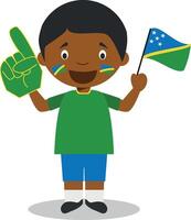 National sport team fan from Solomon Islands with flag and glove Illustration vector
