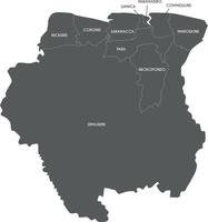 map of Suriname with districts and administrative divisions. Editable and clearly labeled layers. vector