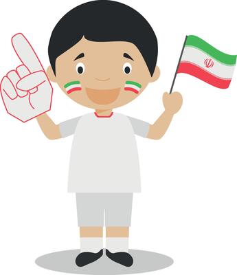 National sport team fan from Iran with flag and glove Illustration