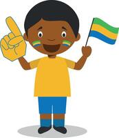 National sport team fan from Gabon with flag and glove Illustration vector
