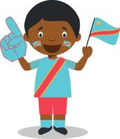 National sport team fan from Democratic Republic of Congo with flag and glove Illustration vector