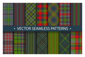 Set plaid pattern seamless. Tartan patterns fabric texture. Checkered geometric background. Scottish stripe blanket backdrop vector