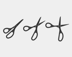 Set scissor icon. Scissors design element or logo template. Black and white silhouette isolated. vector