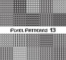 Pixel pattern seamless, black and white color. Patterns set in retro design. vector