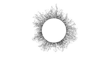 Circle with flowing particles on white background video