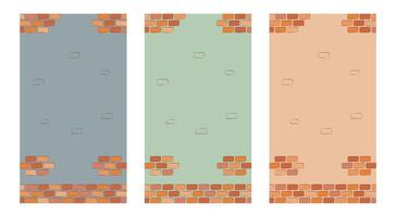 Brick wall background for social networks. Vertical background. Illustration for poster, postcard, banner, post, rils. Flat style vector