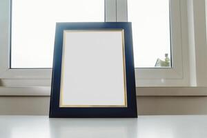 Natural Mockup Photo Paper on Wooden Table for a Realistic and Authentic Presentation, Perfect for Showcasing Designs with a Natural Feel