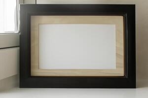Natural Mockup Photo Paper on Wooden Table for a Realistic and Authentic Presentation, Perfect for Showcasing Designs with a Natural Feel