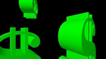 Falling Dollar Green Sign 3d Transparent Background Motion Graphics Loop video