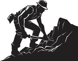 Mineral Miner Extracting Earths Riches Pickaxe Prospectors Exploring Depths for Wealth vector