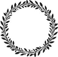 Shadow Sketch Sketched Wreath of Midnight Black Leaves Carbon Cluster Cluster of Intricate Doodle Leaves in Black vector