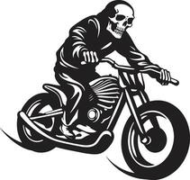 Leather Reaper Skeleton Rider in Black Ghost Rider Redux Grim Skeleton Biker Emblem vector