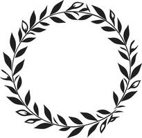 Shadow Sketch Sketchy Wreath of Black Doodle Leaves Carbon Cluster Cluster of Intricate Black Doodle Leaves in Wreath vector