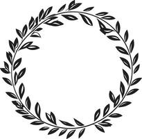 Shadow Sketch Sketchy Wreath of Black Doodle Leaves Carbon Cluster Cluster of Intricate Black Doodle Leaves in Wreath vector