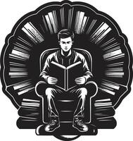Readers Refuge Student Immersed in Books Learning Lagoon Student Engulfed by Books Emblem vector