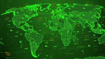 värld Karta trogen utsända animering grön fri ladda ner video