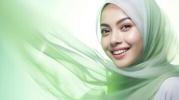 Indonesian model in a green hijab photo