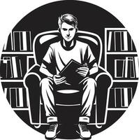 Learning Haven Student Engulfed by Books Study Oasis Student Enveloped by Books Emblem vector