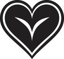 Classy Black Heart Symbol Abstract Sleek Heart Elegant Decorative Element vector