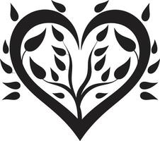 Minimalistic Heart Silhouette Artistic Decorative Element Contemporary Black Heart Unique Abstract vector