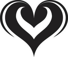 Sleek Black Heart Modern Shape Artistic Heart Minimalist Decorative Symbol vector