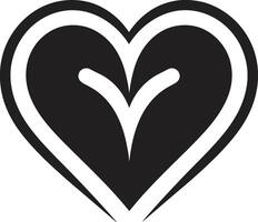 Abstract Love Refined Black Heart Symbol Minimalistic Heart Silhouette Artistic Decorative Element vector