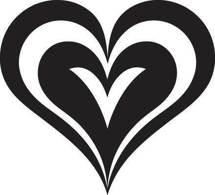Unique Black Heart Sophisticated Abstract Shape Graceful Heart Silhouette Stylish